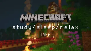 Minecraft sleep music and rain sounds | Study/Relax | 10 hours slowed down C418 music and visuals