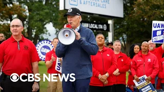President Biden joins UAW picket line in support of striking workers | full video
