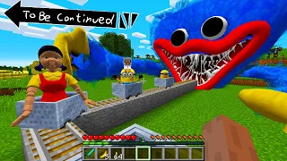 BIG HUGGY WUGGY Poppy Playtime and DOLL SQUID GAME CHASING MINIONS FAMILY in MINECRAFT - Gameplay