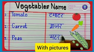 Vegetables Names in English and Hindi With Picture