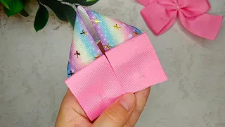 New! Great result! Simple but very beautiful HAIR BOWS  -  How to make hair bows with ribbon DIY#2