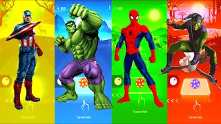 Captain America 🆚 Hulk 🆚 Spiderman 🆚 Green Goblin | Marvel Heroes | Tiles Hop Fun Ball