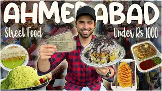 Eating Street Food in Rs 1000 for 24 Hours ||Ahmedabad Street Food || Part-1|| Manek Chowk,Locha etc