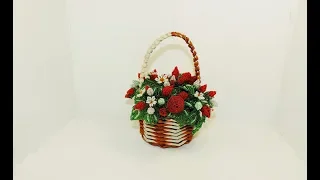 Клубника из бисера в корзинке Часть 2 / Beaded strawberries in a basket Part 2