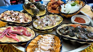 부산 기장 해녀촌, 3만원! 싱싱한 해산물 썰기, Amazing Korean Seafood Cutting, Spoon Worm,etc.┃Korean street food