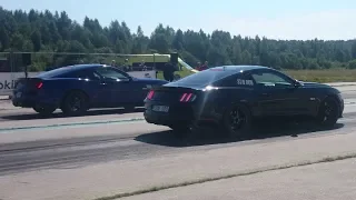 2015 Ford Mustang GT 5.0 Supercharged vs 2017 Ford Mustang GT 5.0 Supercharged 1/4 mile drag race