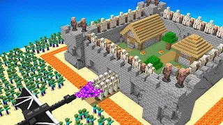 How to Protect Villager Castle from Ender Dragon vs Zombie Army in Minecraft!