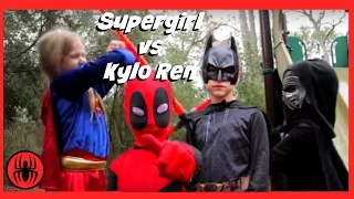 Little Supergirl vs Kylo Ren in Real Life, Batman & Deadpool On the Case | Fun SuperHero Kids Movie