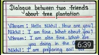 Dialogue between two friends about importance of tree plantation in english360p