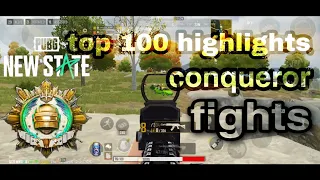 Pubg new state | conqueror top 100 fights | rank push #1 | conqueror highlights clips