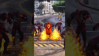 GTA V: BABY SPIDERMAN SAVED HIS LION FROM RED VENOM 😮 || #shorts  #gta5 #viral