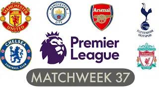 Premier League Matchweek 37 Results, Table, Top Scorers, Fixtures for week 38