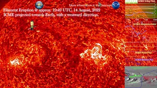 CME projected toward Earth from a Filament Eruption @ approx. 10:49 UTC, 14 August, 2022