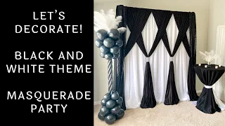 Masquerade Party Backdrop With Feather Balloon Columns | Time-Lapse Video