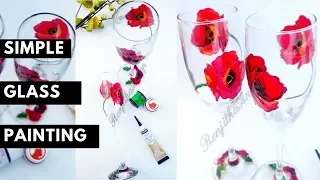 Easy Wine Glass Painting / How to use Pebeo vitrail paint on glass / DIY