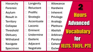 2 Hours Advanced Vocabulary for IELTS, TOEFL, and PTE | C1 C2 level English