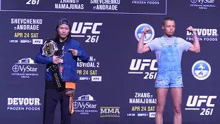 UFC 261: Zhang Weili vs. Rose Namajunas Press Conference Staredown - MMA Fighting