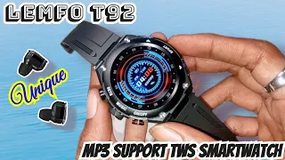 Lemfo T92 smartwatch Unik Mp3+Tws Earbuds 9D sound Termometer Celcius (Review Indonesia)