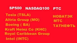 SP500, NASDAQ100,  РТС,  нефть, золото,  Altria Group (МО),Tesla,  Boeing, Intel , RCL, KHC,