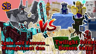 Ignis and Ferrous Wroughtnaut Vs Twilight Forests Bosses | Minecraft Mob Battle