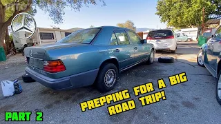 PART 2: Mercedes W124 300E Installing New Tires, New Headlight Bulbs, Diff Fluid Change and More!