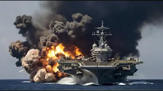 Russian Yak 141 Jet Blows Up US Aircraft Carrier Loading 800 Truckloads of Ammunition for NATO