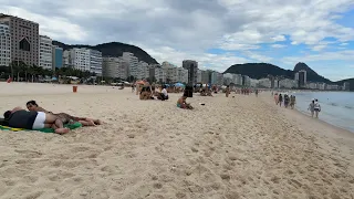 🇧🇷 Beautiful day at Copacabana beach Brazil | beach walk 4K🌴