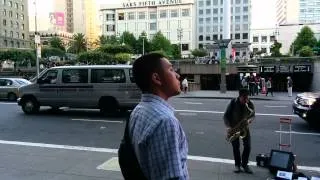 Justin Ward playing Counting Stars in Union Square, San Francisco
