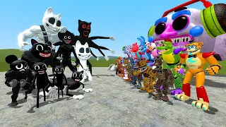 ALL CARTOON CATS VS ALL FNAF 1 9 SECURITY BREACH ANIMATRONICS in Garry's Mod! (Trevor Henderson)