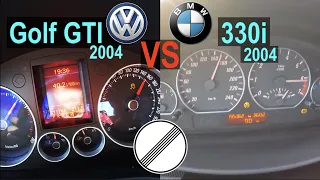 Acceleration Battle | BMW 330Ci vs VW Golf Mk5 GTI | 230 vs 200 hp | R6 Atmo Manual vs R4 Turbo DSG