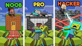 Minecraft - BUILD TO SURVIVE ZOMBIE HORDE! (NOOB vs PRO vs HACKER)