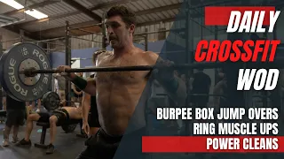 CAN YOU COMPLETE 5 ROUNDS? | AMRAP 20 of Burpee Box Jump Overs + Ring Muscle Ups + Power Cleans