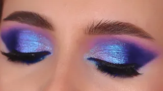 Синие Смоки Айс пошагово для визажистов / Цветной макияж глаз в смешанной технике