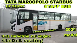 Tata marcopolo starbus staff bus 42+driver seating lp 916/52 chassis 165hp engine