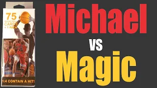 75 Card pack plus one bonus pack. NBA Basketball trading cards. Michael vs Magic.