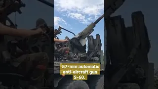 #LPR militants are firing from a 57-mm automatic anti-aircraft gun S-60#UkraineWar #Russia #Ukraine