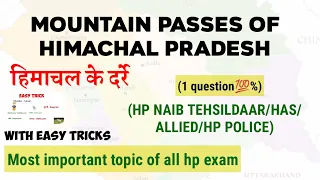 Mountain Passes in Himachal Pradesh map ।।How many mountain passes are there in Himachal Pradesh?