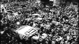 Civilians cheer as the Allied troops enter Rome Italy after liberating it from th...HD Stock Footage