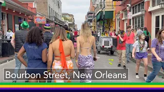 Bourbon Street, French Quarter, New Orleans walk during Mardi Gras 2022 [4K HDR 60FPS]