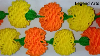 How to make woolen flower garland very easily.(in Hindi) Make flower and garland with wool easily.