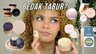 BEDAK TABUR TERBAIK YANG MANA?? Review 8 Loose Powder Lokal!! BLP, Mercredi, MOP, Wardah dll