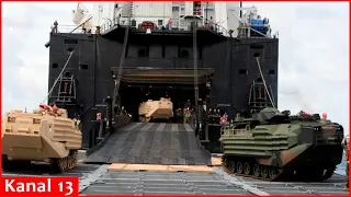 The giant US ship "Liberty" full of military equipment has arrived in Greece