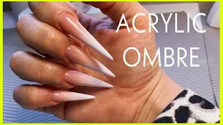 Νύχια Ομπρε με ακρυλικό | OMBRE ACRYLIC NAILS TUTORIAL  stilleto shape