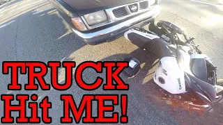 Motorcycle Accident Dressed as Iron Man HIT by Truck!!