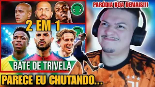 2 EM 1 ♫ BATE DE TRIVELA | Paródia BAILE DE FAVELA - MC João | FutParódias | REACT