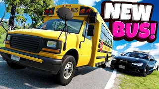 POLICE CHASE with a NEW School Bus Mod in BeamNG Drive Mods!