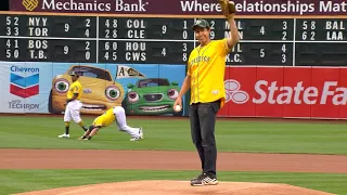 Throwing out the First Pitch at Oakland A's game