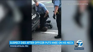 George Floyd: Video shows Minneapolis police officer kneeling on neck of black man who died | ABC7