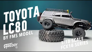 Toyota Land Cruiser 80 by FMS Model in 1/18 scale. FCX18 series. Remote Control Off Road crawler