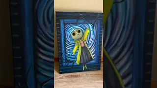 Coraline Painting with REAL Button Eyes 1
